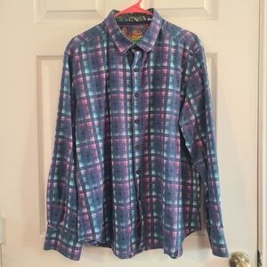 Robert Graham Plaid Button-Down Shirt in Blue and Purple